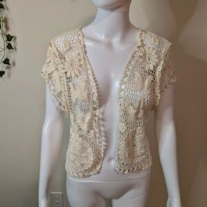 Elegant Cream Crochet Women vest NWT vintage y2k